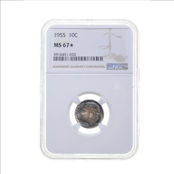 MS67* 1955 Roosevelt Dime - Graded NGC Toned