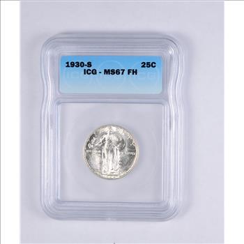MS67 FH 1930-S Standing Liberty Quarter - Graded ICG