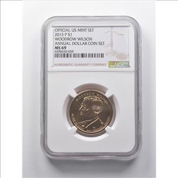 MS69 2013-P Woodrow Wilson Presidential Dollar Annual Dollar Coin Set NGC