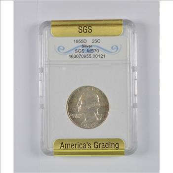 MS70 1955-D Washington Silver Quarter - Slabbed