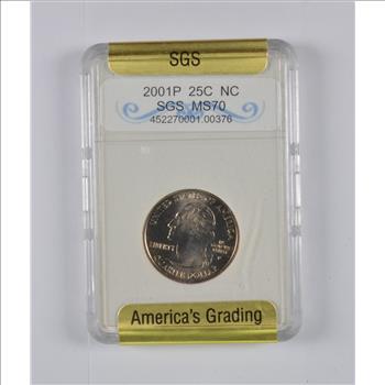 MS70 2001-P North Carolina State Quarter - Slabbed