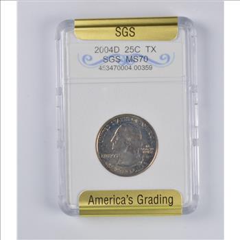 MS70 2004-D Texas State Quarter - Slabbed