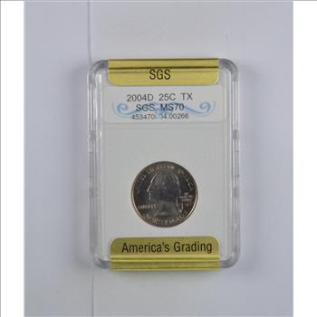 MS70 2004-D Texas State Quarter - Slabbed