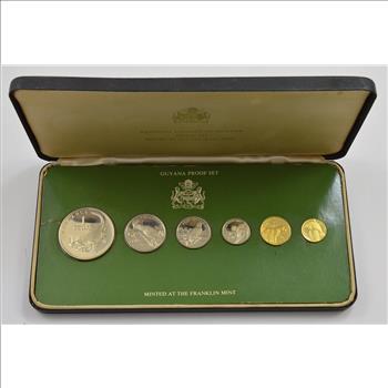 1976 Coinage Of Guyana Eight Silver /& Gold Coin Proof Set