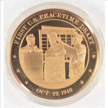 Oct. 29, 1940 First U.S. Peacetime Draft - Bronze Historic Commemorative Medal