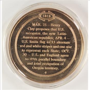 October 20, 1818 Northern Boundary Set At 49th Parallel - Bronze Historic Commemorative Medal