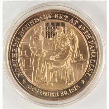 October 20, 1818 Northern Boundary Set At 49th Parallel - Bronze Historic Commemorative Medal