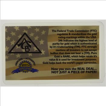 One Grain 25 Karat Gold Fine Gold Bar - With Certificate of Authenticity