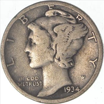 Over 70 Years Old United States Mercury Head Dime - 1934