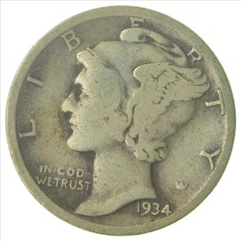 Over 70 Years Old United States Mercury Head Dime - 1934