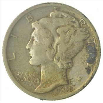 Over 70 Years Old United States Mercury Head Dime - 1935