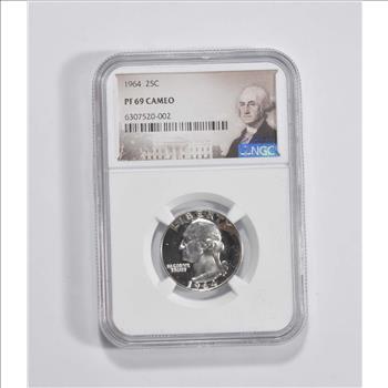 PF69 CAMEO 1964 Washington Quarter - Graded NGC
