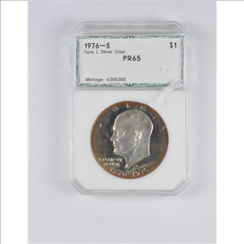 PR65 1976-S Eisenhower Bicentennial Silver Dollar - Clad - Slabbed