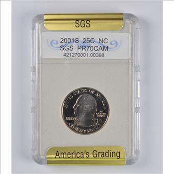 PR70 CAM 2001-S North Carolina State Quarter - Slabbed