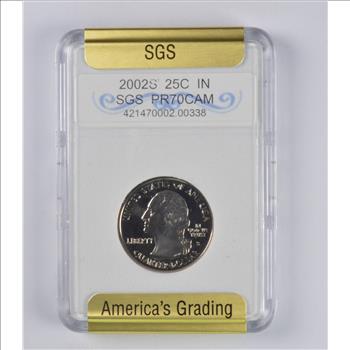 PR70 CAM 2002-S Indiana State Quarter - Slabbed