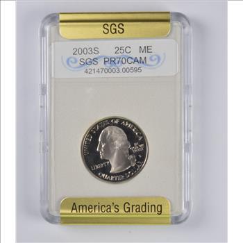 PR70 CAM 2003-S Maine State Quarter - Slabbed