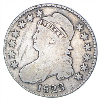 Rare - 1823 BUST Half Dollar - Great Detail - United States Type Coin