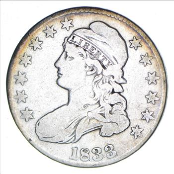 Rare - 1833 BUST Half Dollar - Great Detail - United States Type Coin