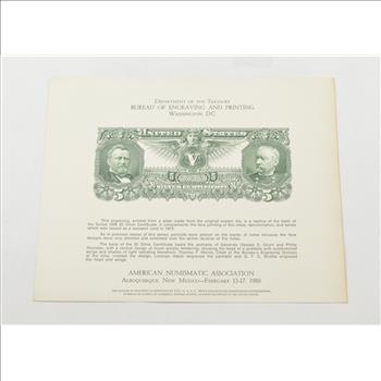 RARE - 1980 American Numismatic Association - BEP Souvenir Card