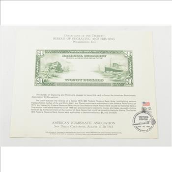 RARE - 1983 American Numismatic Association - BEP Souvenir Card