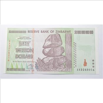 Zimbabwe 50 Trillion X 25 Pieces (PCS), AA/2008, P-90, UNC, 100