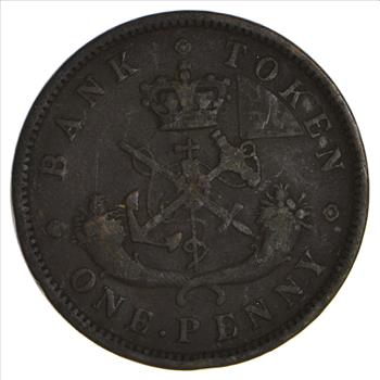 RARE Canadian Bank Token 1857 - Early Copper Coin