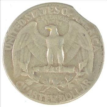 Rare - Clipped Planchet Error - Major Error - 90% Washington Quarter - 1957