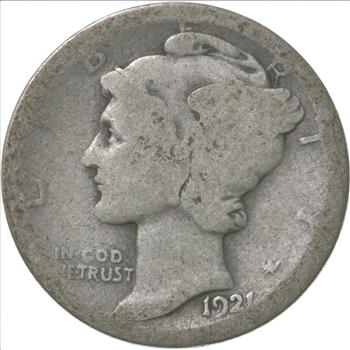 Rare - Key Date 1921 Mercury Silver Dime - Low Mintage