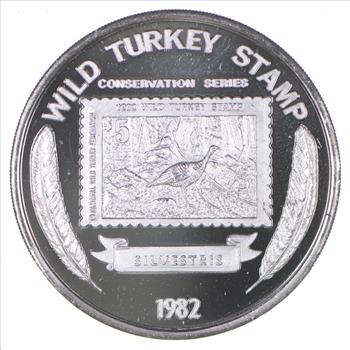 Rare Limited Edition - 1 Oz Silver Wild Turkey Stamp Round - .999 Fine Silver