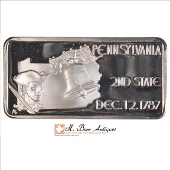 Rare Limited Edition - 1 Troy OZ. Silver Pennsylvania Second State Bar - .999 Fine Silver