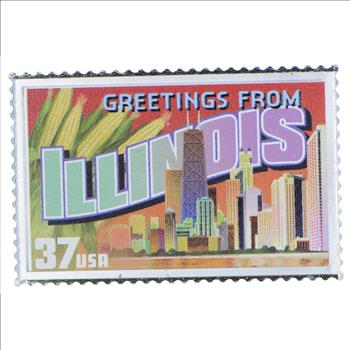 Rare Limited Edition - 23.5 Grams Silver USPS Illinois Stamp Bar - .999 Fine Silver