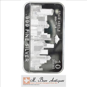 Rare Limited Edition .999 Fine Silver Space Needle Seattle Commemorative Bar 10 Grams