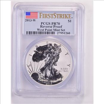 RARE PERFECT Coin! - PR70 First Strike 2013-W American Silver Eagle Dollar - Reverse Proof - Graded PCGS