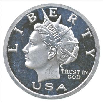 Rare Silver 1 Oz. Liberty Dollar Silver Round.999 Fine Silver