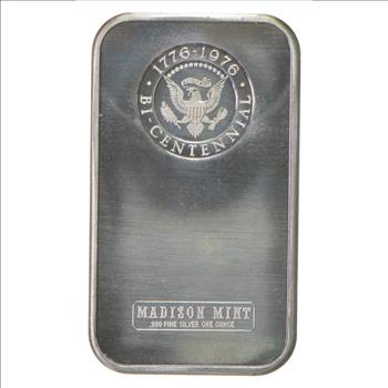 Rare Silver 1 Oz. President Thomas Jefferson Silver Bar.999 Fine Silver