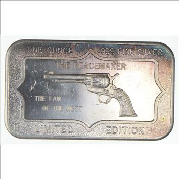 Rare Silver 1 Oz. The Peacemaker Bar .999 Fine Silver