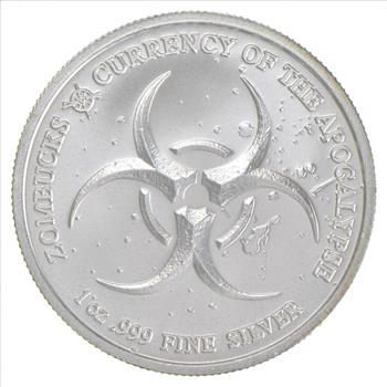 Rare Silver 1 Oz. Zombucks - Currency Of The Apocalypse 999 Fine Silver