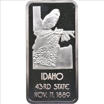 Rare Silver 1 Troy Oz. State Of Idaho Silver Bar .999 Fine Silver