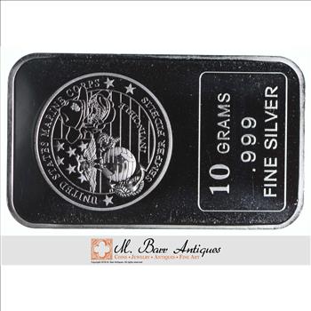 Rare Silver 10 Grams Marine Corps Bar .999 Fine Silver