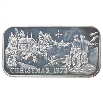 Rare Silver 19.3 Grams Christmas 1973 Silver Bar.999 Fine Silver
