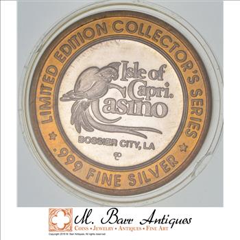 Rare Silver 43.5 Grams Isle Of Capri Casino Parrot Round .999 Fine Silver