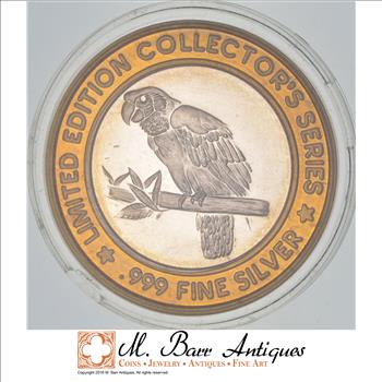 Rare Silver 43.5 Grams Isle Of Capri Casino Parrot Round .999 Fine Silver