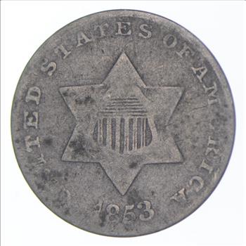 RARE Silver Trime - 1853 Three Cent Silver - 3 Cent Early US Coin - Look it up!