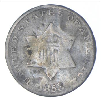 RARE Silver Trime - 1853 Three Cent Silver - 3 Cent Early US Coin - Look it up!