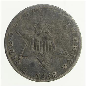 RARE Silver Trime - 1858 Three Cent Silver - 3 Cent Early US Coin - Look it up!