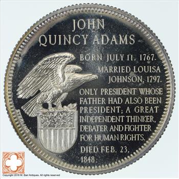Rare Sterling Silver -Limited Edition - John Quincy Adams - 32.9 Grams