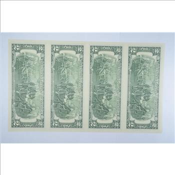 Rare** UNCUT SHEET - 1995 $2 Fed. Res. Notes - Choice Unc - Never Cut by the Treasury!