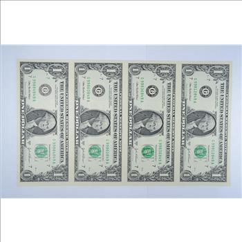 Rare** UNCUT SHEET - 2003-A $1 Fed. Res. Notes - Choice Unc - Never Cut by the Treasury!