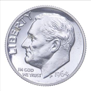 RARE Variety - 1964 Proof Roosevelt Dime - Pointed 9 Variety 90% Silver