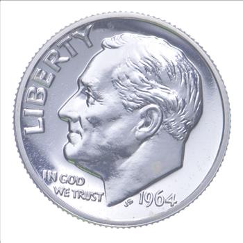 RARE Variety - 1964 Proof Roosevelt Dime - Pointed 9 Variety 90% Silver